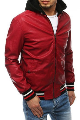 Red men's transitional leather jacket TX3281