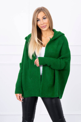 Sweter z kapturem i rękawkiem nietoperz zielony