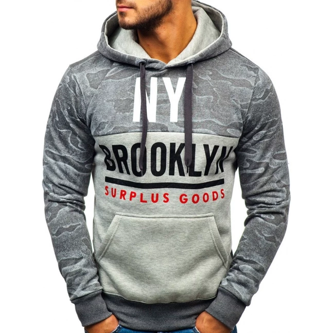Pánská mikina s kapucí "Brooklyn" Denley DD58 - tmavě šedá,
