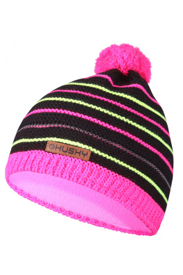 Dětská čepice HUSKY Cap 34 černá/neon růžová