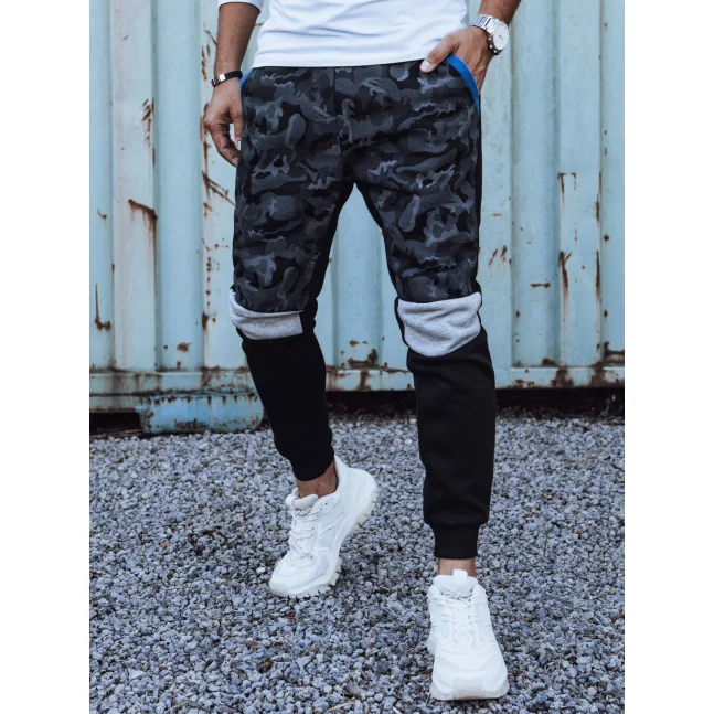 Spodnie męskie dresowe camo czarne Dstreet UX4429