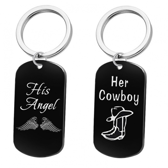 Ocelová klíčenka Angel / Cowboy