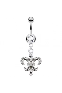Luxusní piercing do pupíku - Fleur de lis 