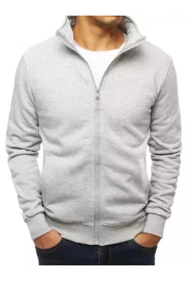 Gray men's zipped sweatshirt without a hood BX4109