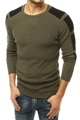 Sweter męski wkładany przez głowę khaki WX1610