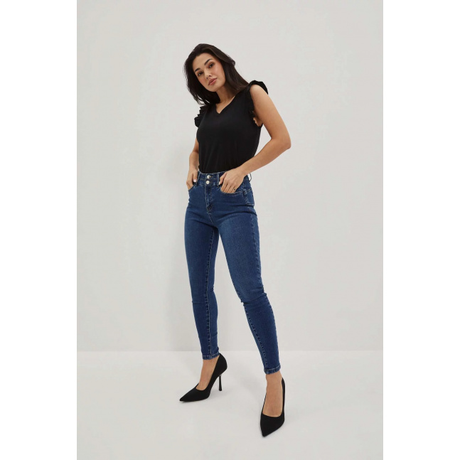 Jeansy skinny z kieszeniami ciemnoniebieskie