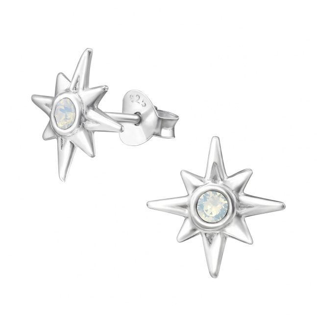 Stříbrné naušnice - sluneční hvězda
