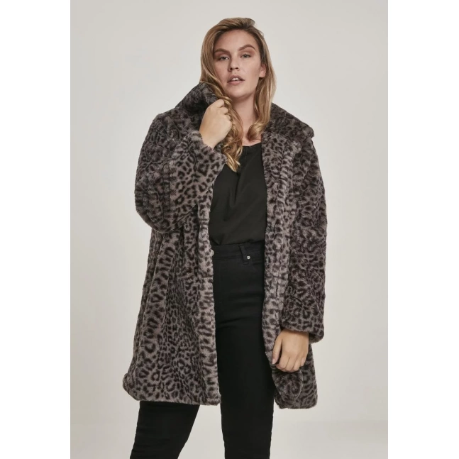 Ladies Leo Teddy Coat grey leo